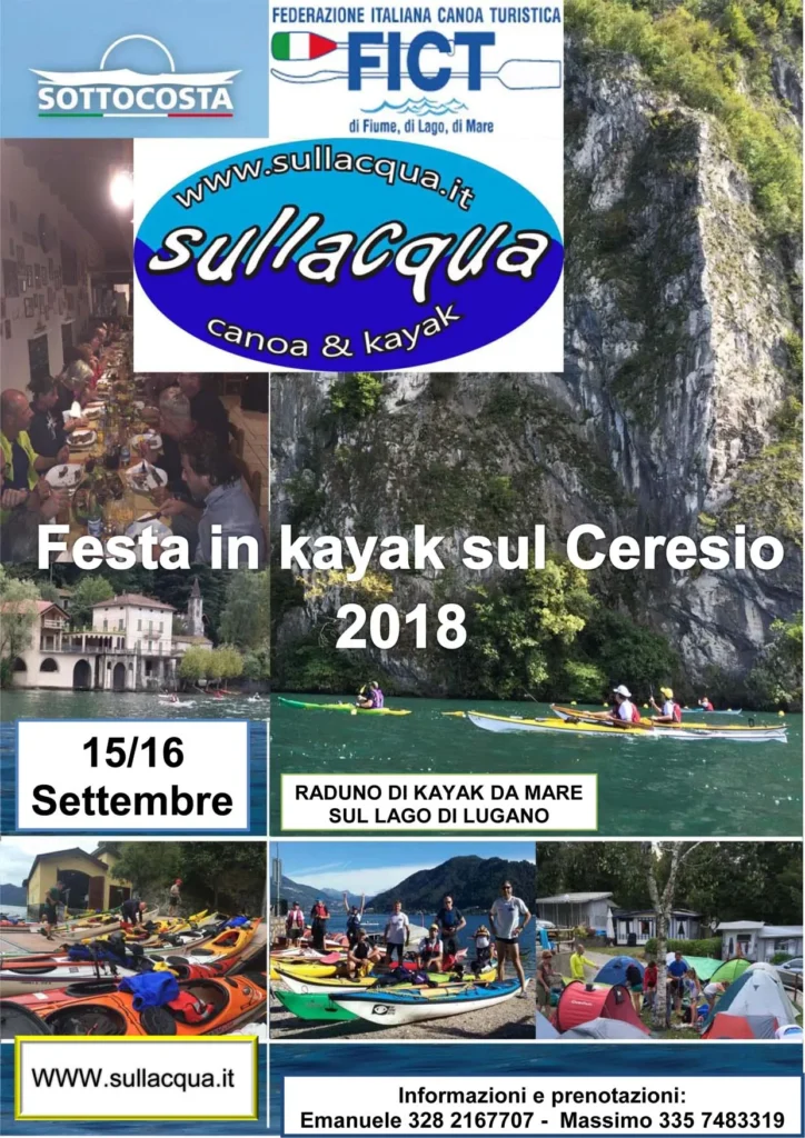 Festa in kayak sul Ceresio: locandina della festa in kayak sul Ceresio 2018
