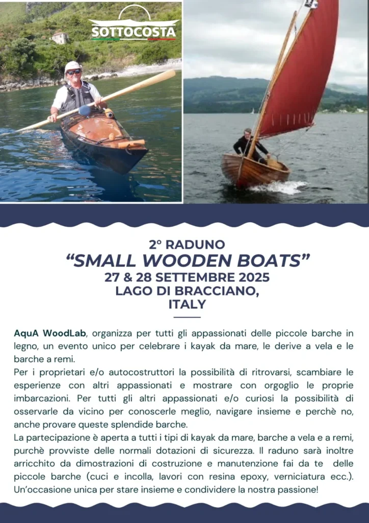 2° Raduno Small Wooden Boats 27-28 Settembre 2025 Lago di Bracciano: locandina del raduno Small Wooden Boats sul lago di Bracciano