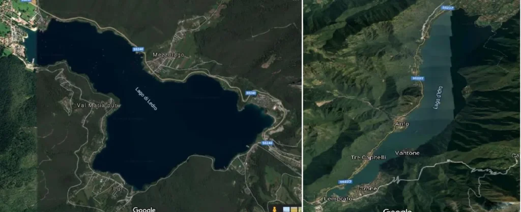 Attenti a quei due, Lago di Ledro e Lago d’Idro, 3-4 luglio 2021: mappe satellitari dei laghi di Ledro e d'Idro