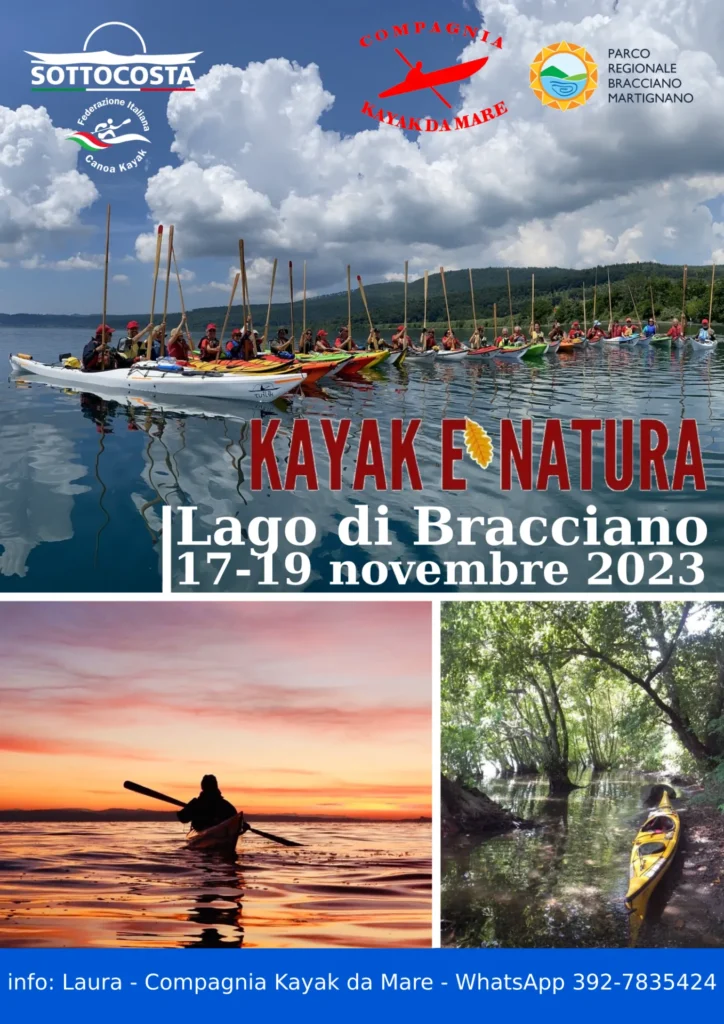 Autunno 2023, Kayak è natura, 17-19 novembre 2023: locandina di Kayak è natura sul lago di Bracciano