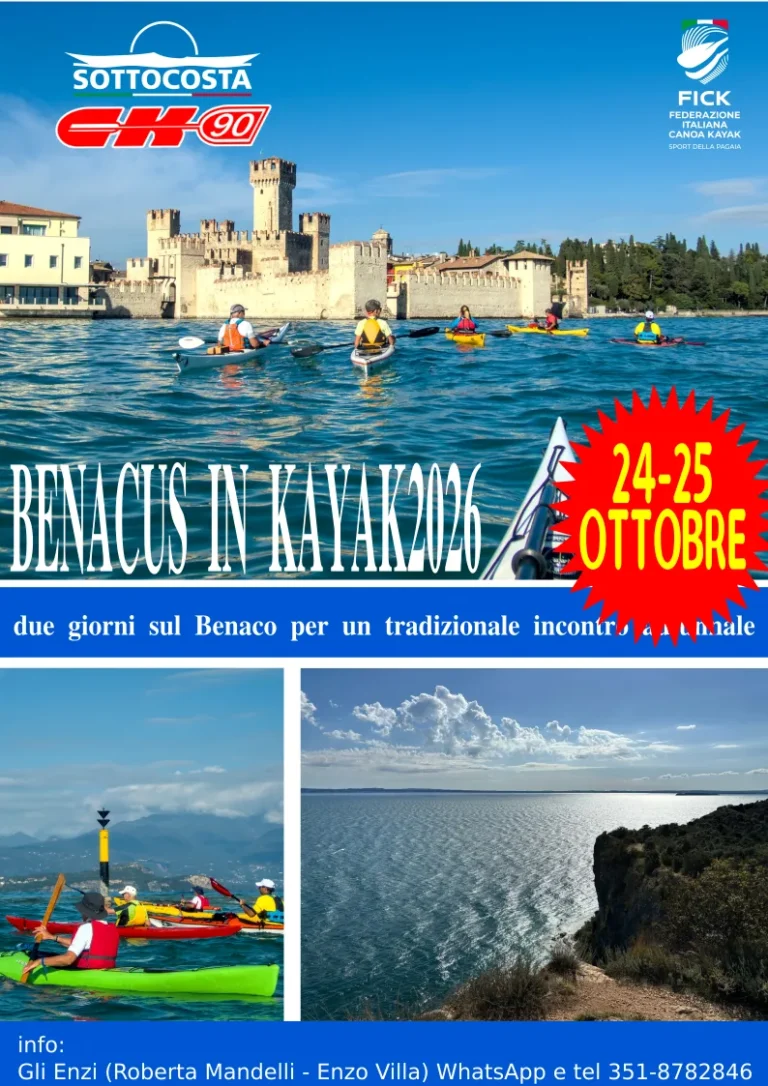 News BENACUS IN KAYAK 2026 ( ex Eskimokayak ) 26a edizione Manerba del Garda 24-25 Ottobre: locandina di Benacus in Kayak 2026 a Manerba del Garda