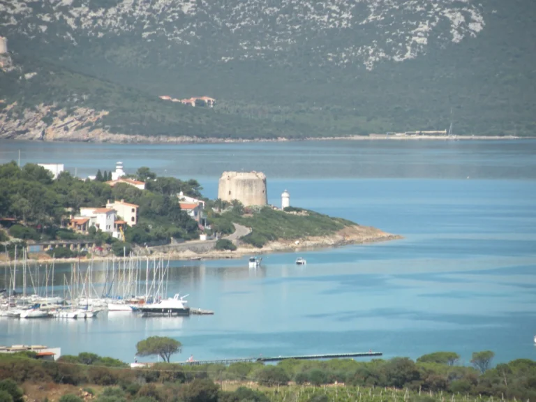 Periplo della sardegna in allegria Periplo della sardegna in allegria: baia con il porticciolo e la torre costiera