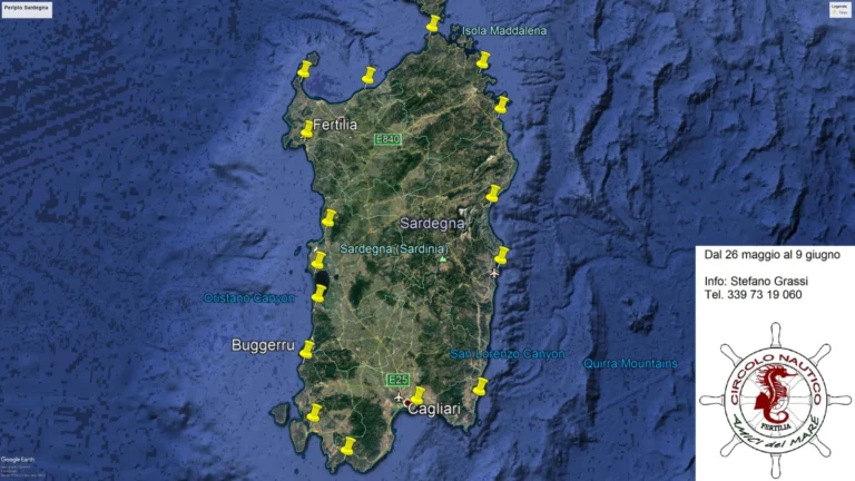 News Periplo della sardegna in allegria: mappa satellitare del periplo della Sardegna con le tappe