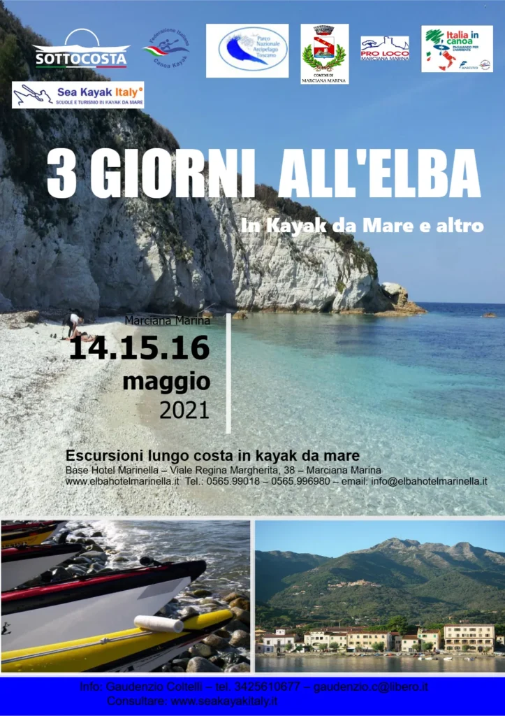 3 Giorni All’Elba in Kayak da Mare e Altro 14-15, 16 Maggio 2021: locandina dell’evento