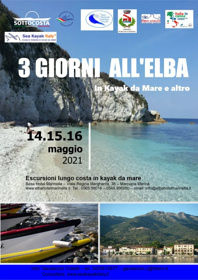 News 3 Giorni All’Elba in Kayak da Mare e Altro 14-15, 16 Maggio 2021: locandina dell’evento