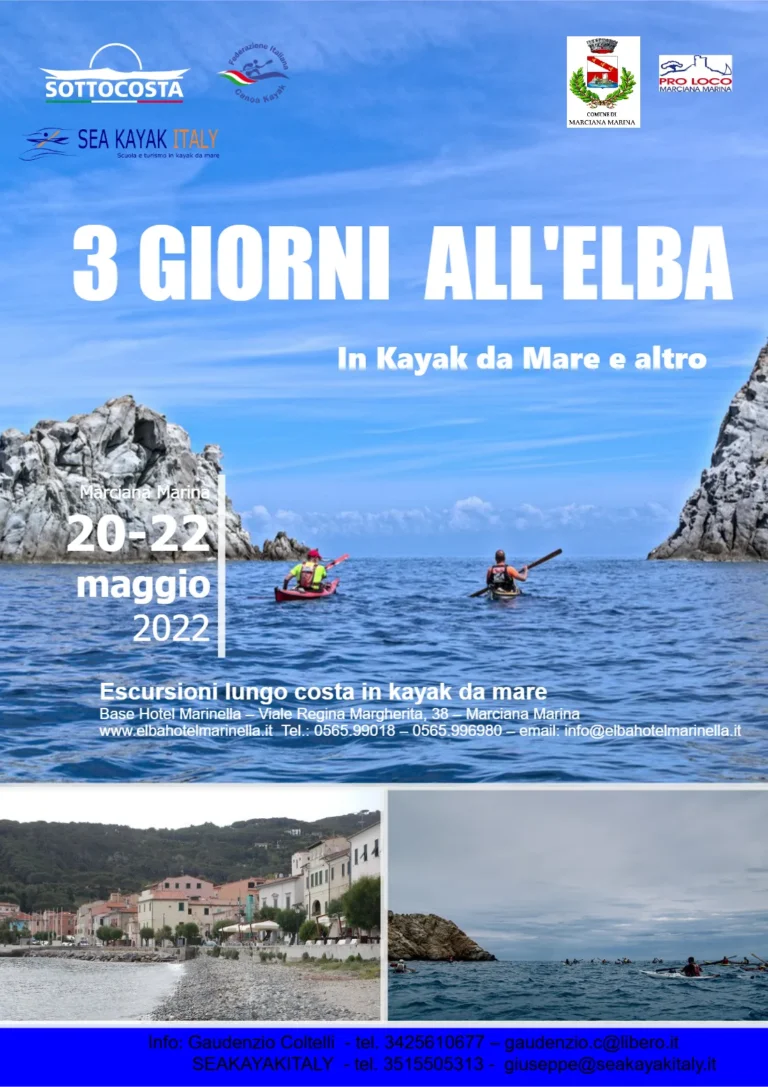 News 3 Giorni All’Elba in Kayak da Mare e Altro, 20, 21, 22 Maggio 2022: locandina dell’evento
