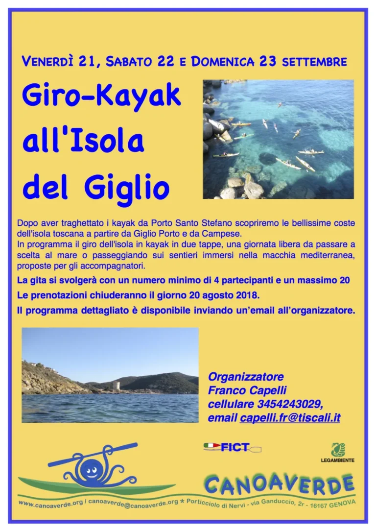 News Isola del Giglio-GiroKayak: locandina dell’evento