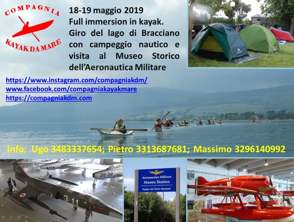Giro del lago di Bracciano, 2 giorni: volantino del giro del lago di Bracciano in kayak 2019