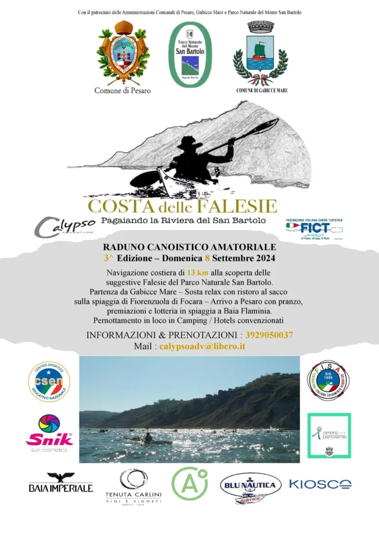 News III Ed.ne Raduno Canoistico COSTA delle FALESIE, 8 Sett.2024: locandina della terza edizione del raduno Costa delle Falesie