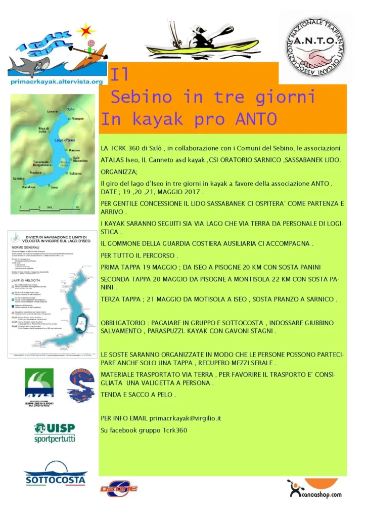 Il Sebino(Lago d’Iseo) in tre giorni: volantino del giro del Sebino in tre giorni