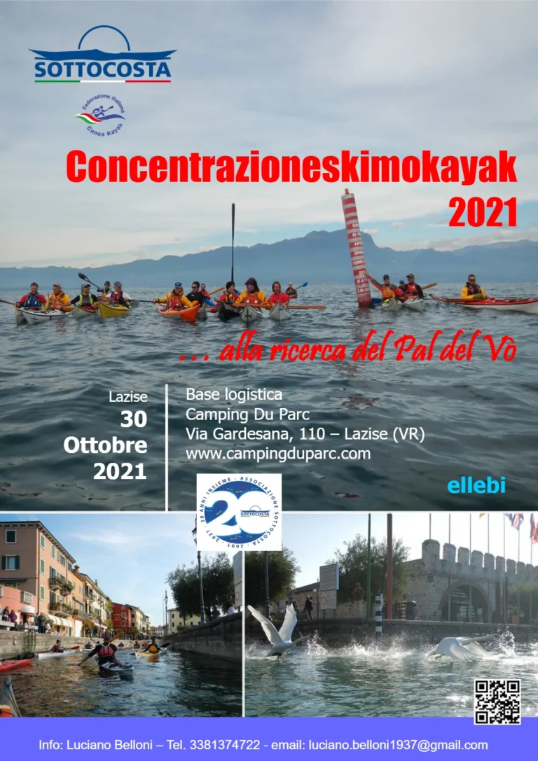 News 20^ edizione CONCENTRAZIONESKIMOKAYAK alla ricerca del Pal del Vò, Lazise 30 Ottobre 2021: locandina dell’evento