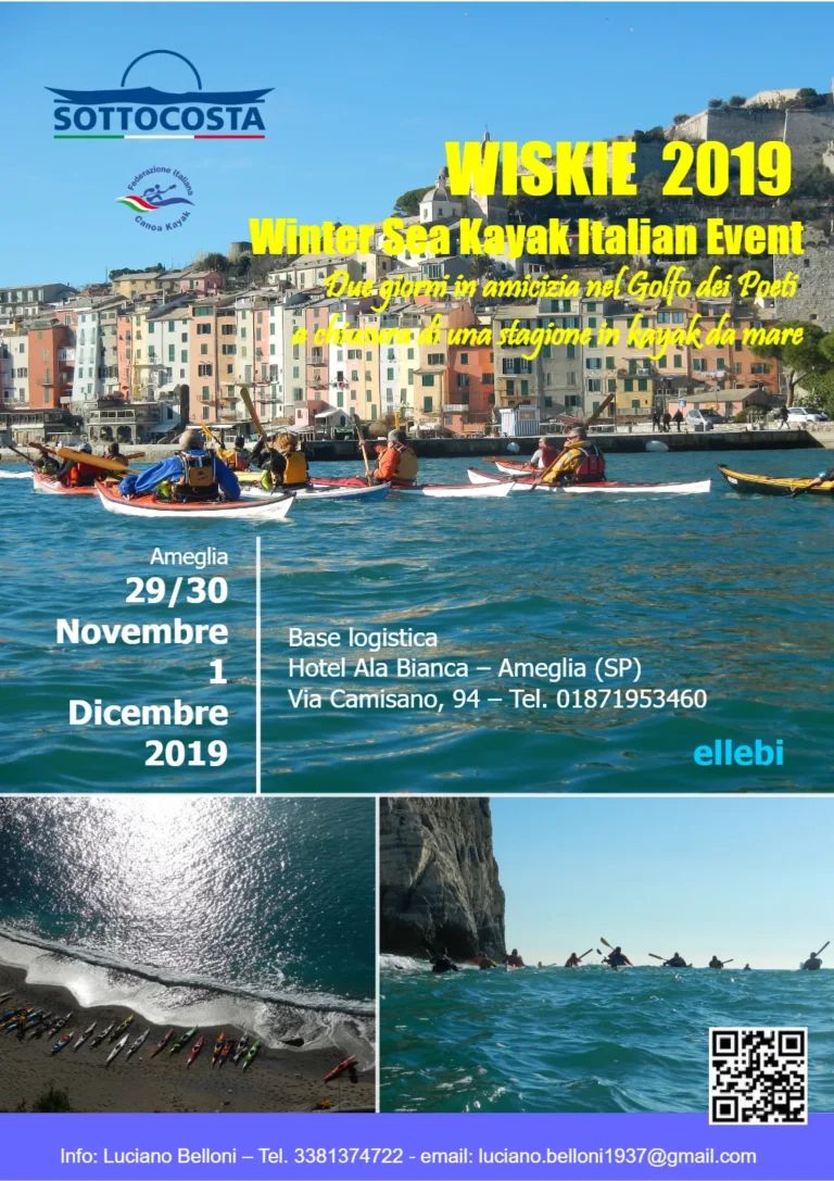 News Winter Sea Kayak Italian Event, WISKIE 2019 29 Novembre, 1 Dicembre: locandina dell’evento