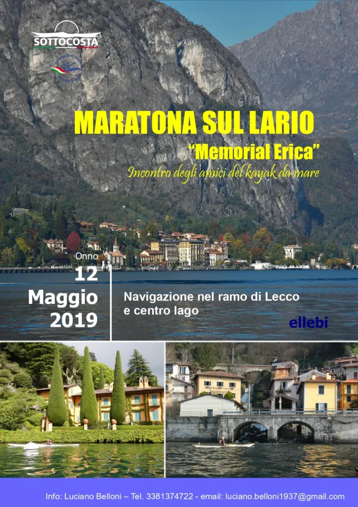 Marathon del Lario Memorial Erica, 12 Maggio 2019: locandina della Maratona sul Lario Memorial Erica 2019