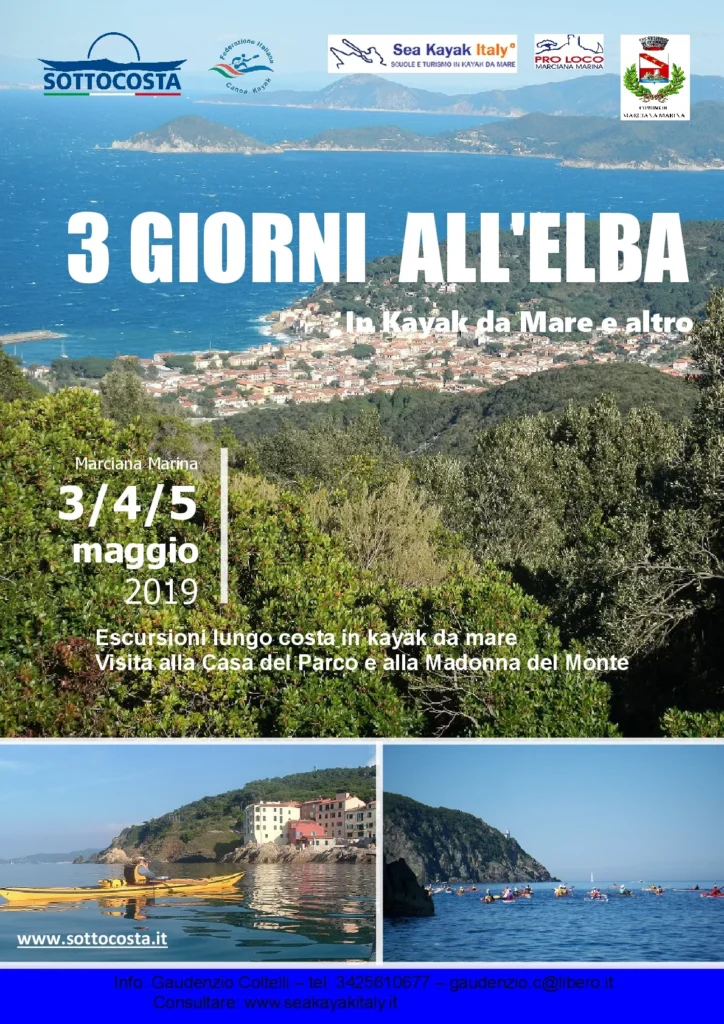 3 giorni all’ELBA in Kayak da mare e altro: locandina dei tre giorni all'Elba in kayak da mare 2019
