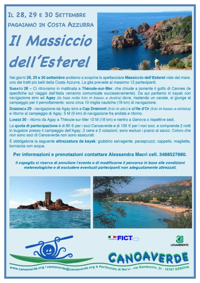 News PAGAIAMO IN COSTA AZZURRA, Il Massiccio dell’Esterel, 28, 29 e 30 settembre: locandina dell’evento