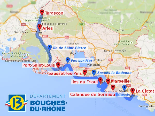 News Raid Littoral 13 en Kayak de Mer: mappa del raid lungo la costa delle Bocche del Rodano