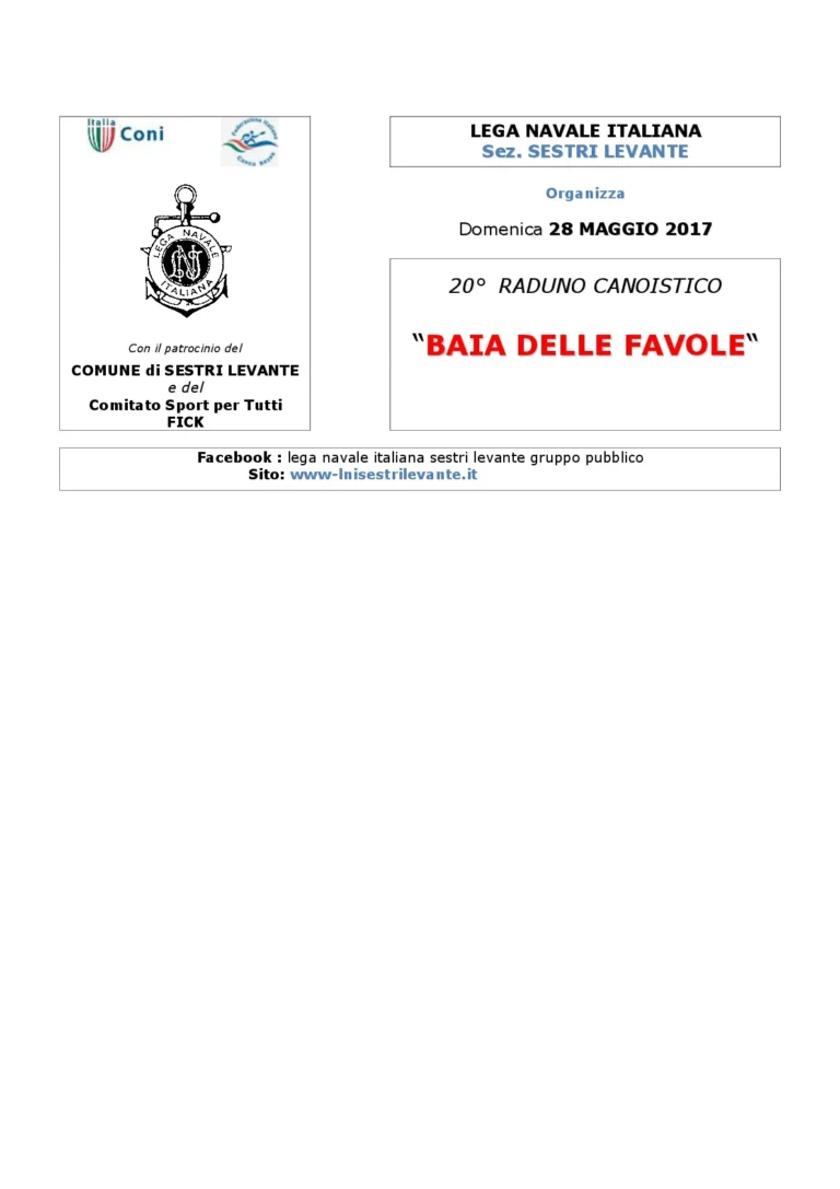 News 20° Raduno Canoistico Baia delle Favole: programma del raduno canoistico Baia delle Favole