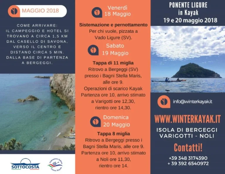 News Ponente Ligure in Kayak: programma del raduno Ponente Ligure in kayak 2018