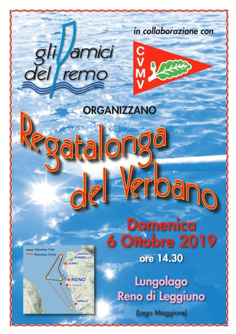 News 25° REGATALONGA DEL VERBANO, domenica 6 ottobre 2019: locandina dell’evento