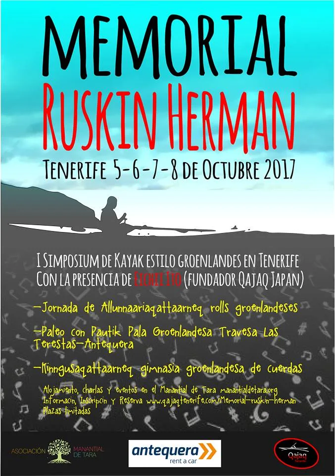 News Symposium di kayak groenlandese a Tenerife: locandina del Memorial Ruskin Herman a Tenerife 2017