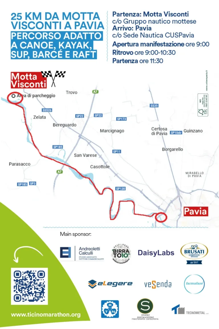 News Ticino Marathon 2024, 29 settembre: mappa del percorso da Motta Visconti a Pavia
