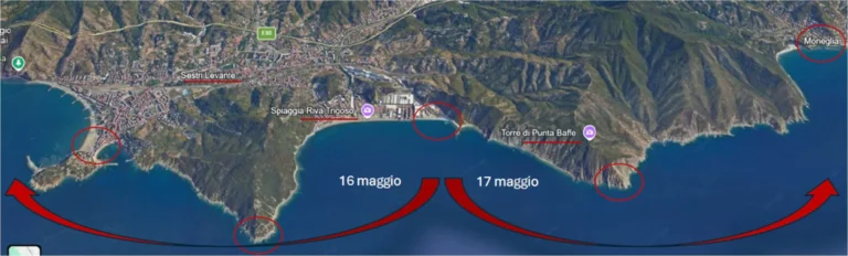 News ANNULLATA, Tra Riva Trigoso, Sestri Levante e Moneglia, 16 e 17 maggio: mappa del percorso lungo la costa tra Riva Trigoso e Moneglia