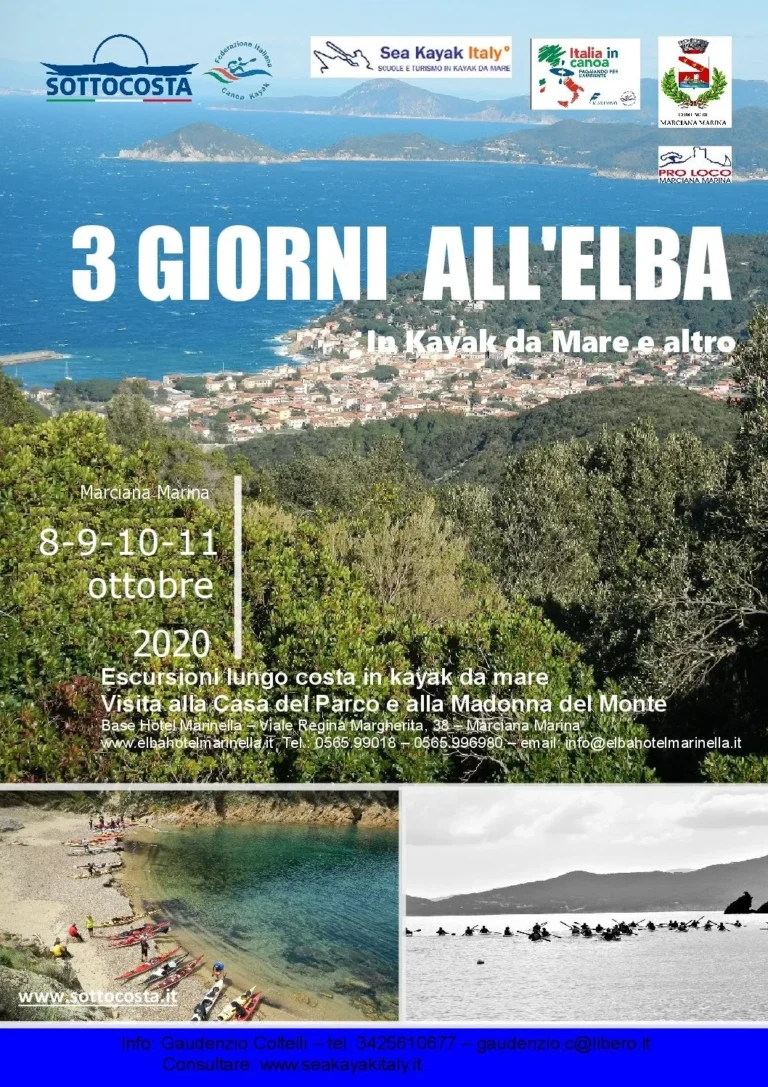 News Video di 3 Giorni All’Elba in Kayak da Mare e Altro 8-9-10-11 Ottobre 2020: locandina dei tre giorni all'Elba 2020