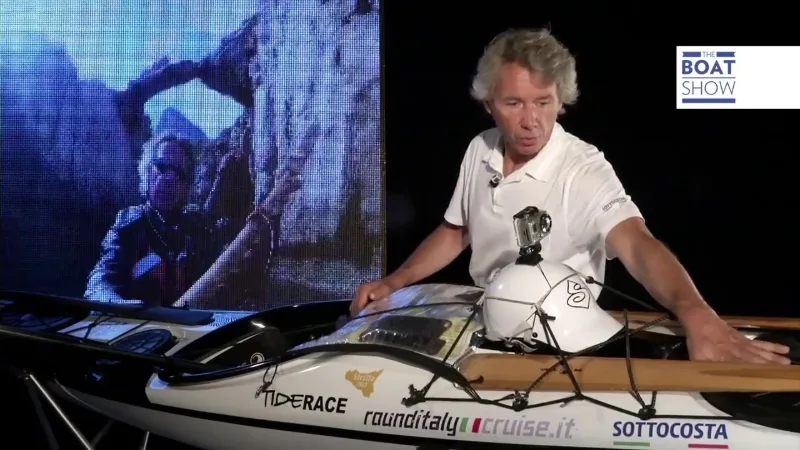 Video didattici di kayak da mare: fotogramma dell'intervista a Guido Grugnola al Boat Show