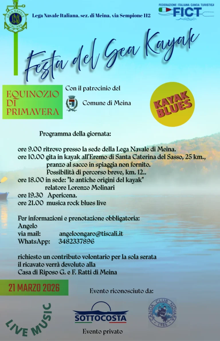 News Festa del Sea Kayak, Equinozio di primavera, 21 marzo 2026: locandina dell’evento