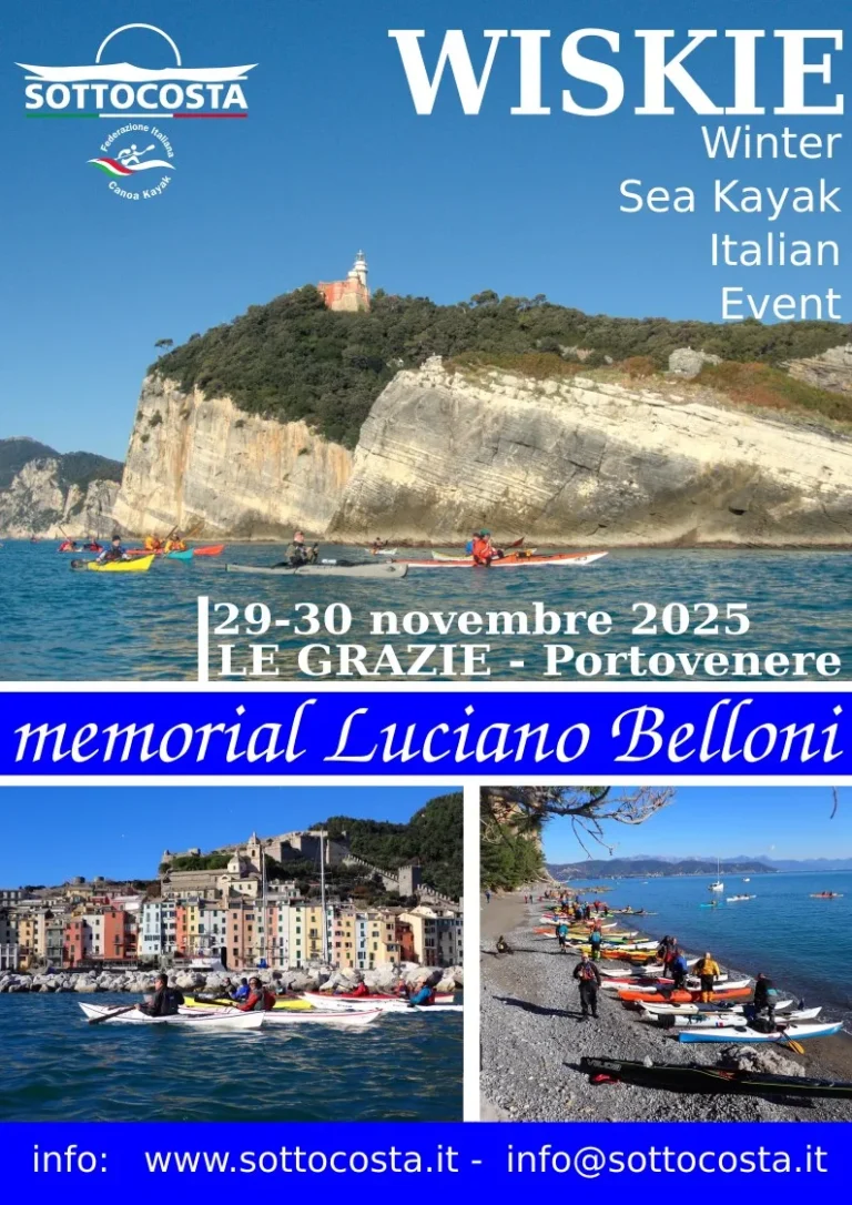 News WISKIE (WInter Sea Kayak Italian Event), 29-30 novembre 2025, programma dettagliato: locandina del WISKIE 2025 Memorial Luciano Belloni