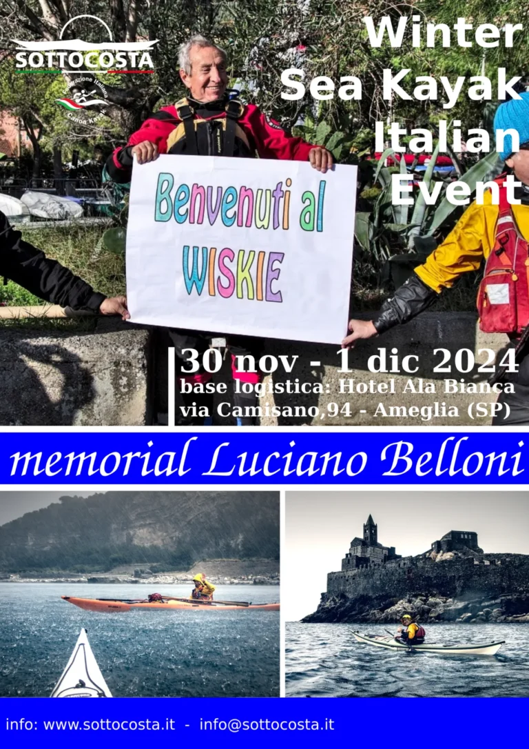 News WISKIE (WInter Sea Kayak Italian Event), 29 novembre-1° Dicembre 2024: locandina del WISKIE 2024 Memorial Luciano Belloni