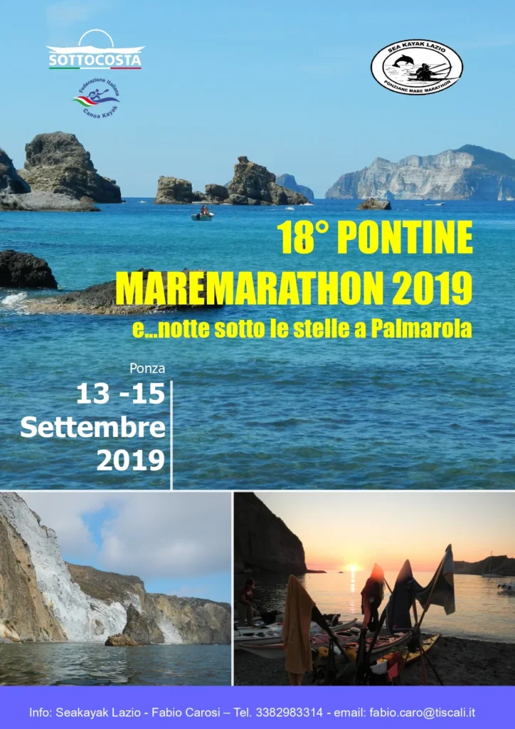 XVIII° Edizione Pontine MareMarathon 2019, 13-14-15 Settembre 2019: locandina della 18ª Pontine MareMarathon 2019